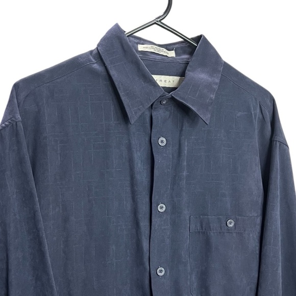 RETREAT Men's Blue Shirt size Medium Button Down Suede Long Sleeve Casual Formal - Picture 3 of 9